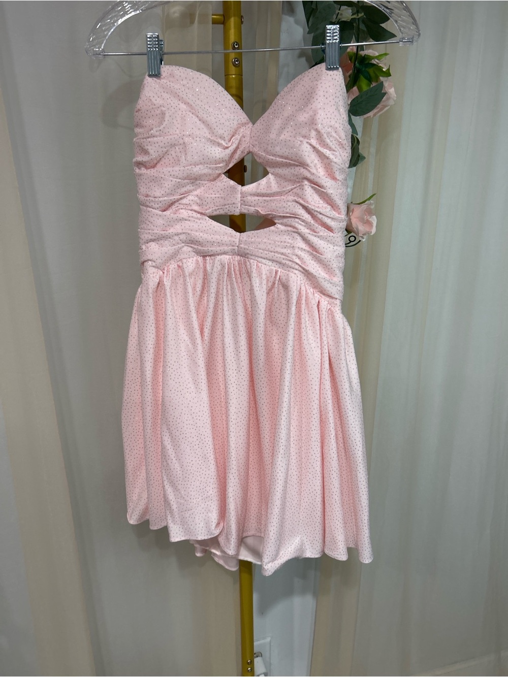NWT Blush Pink Rhinestone Corset Mini Dress HOCO Prom Party Cocktail Size 6